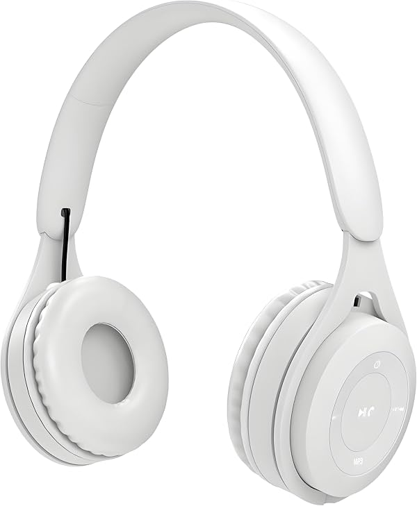 Auriculares Bluetooth híbridos mejorados con cancelación de ruido, over-ear con micrófono, almohadillas suaves, estéreo HiFi, plegables y ligeros, graves profundos para hogar, oficina, celular y PC, color blanco