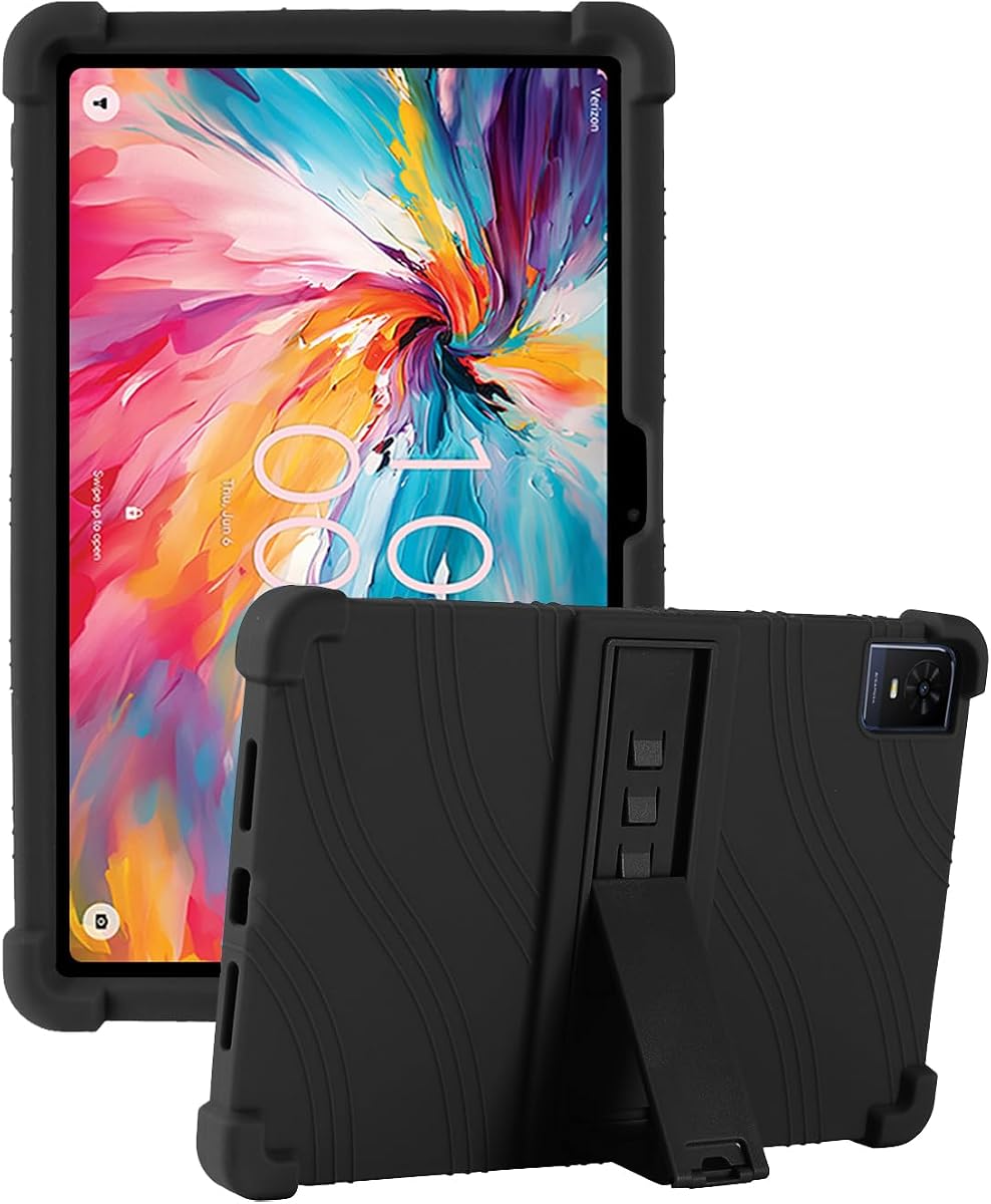 PC Stand Soft Silicone Kids Case for TCL TAB 10 NXTPAPER 5G (9199S) Tab 10 Gen 2 (8196G/8496G), 10.4 Inch (Black)