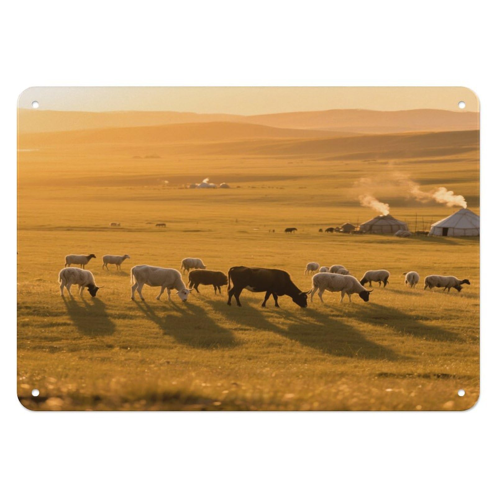 Fekiloot Style Herds Of Cattle And Sheep Wall Decor Iron Painting Metal Sign