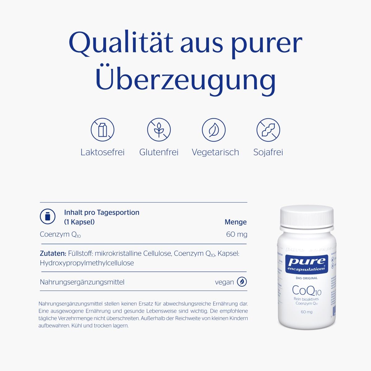 Pure Encapsulations - Coenzym Q10 60 mg - CoQ10 aus mikrobieller Fermentation - 30 Kapseln