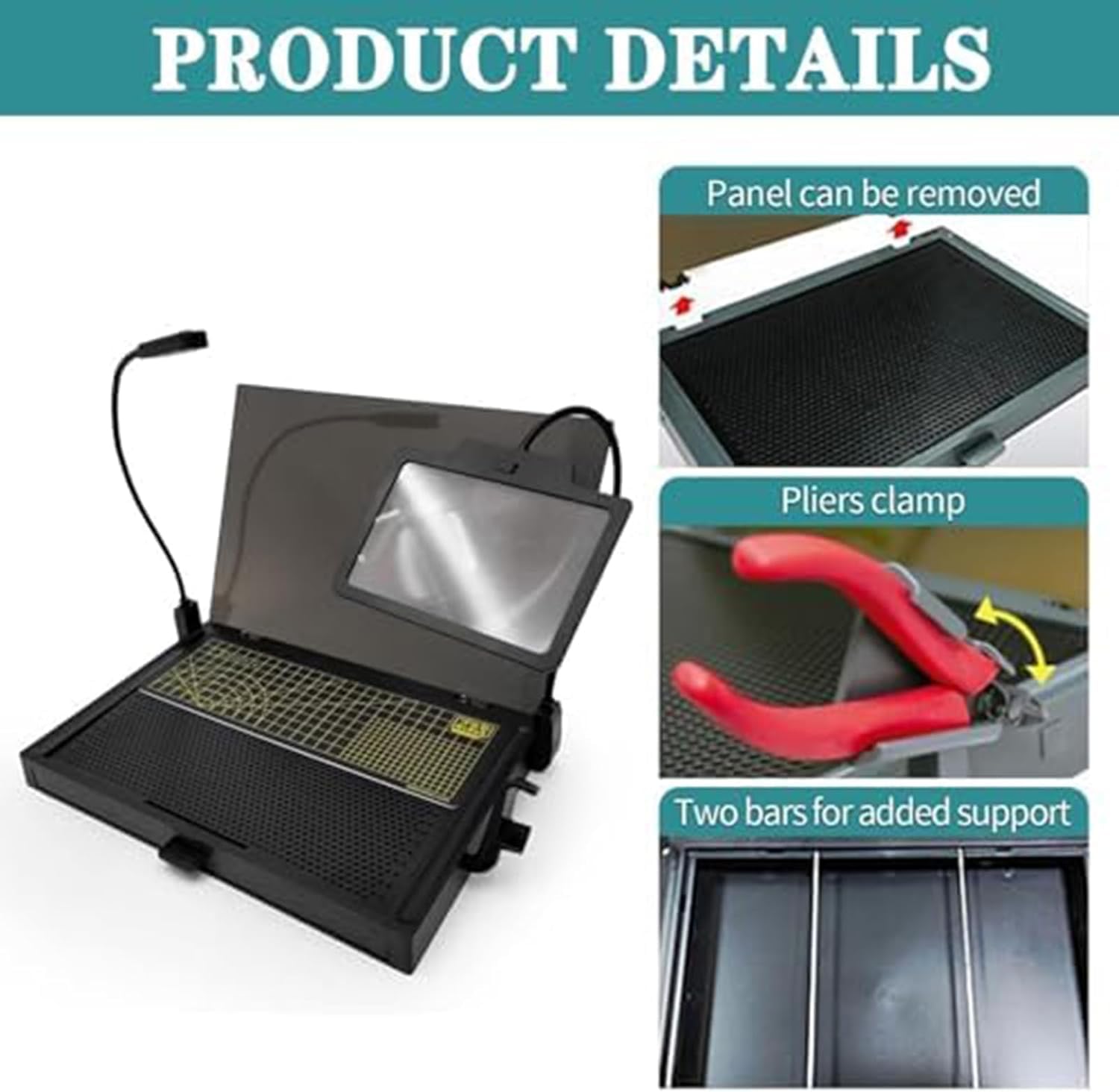 Postazione di lavoro di precisione per modelli hobby, banco da lavoro portatile con luce e lente d'ingrandimento, ideale per progetti di artigianato e costruzione