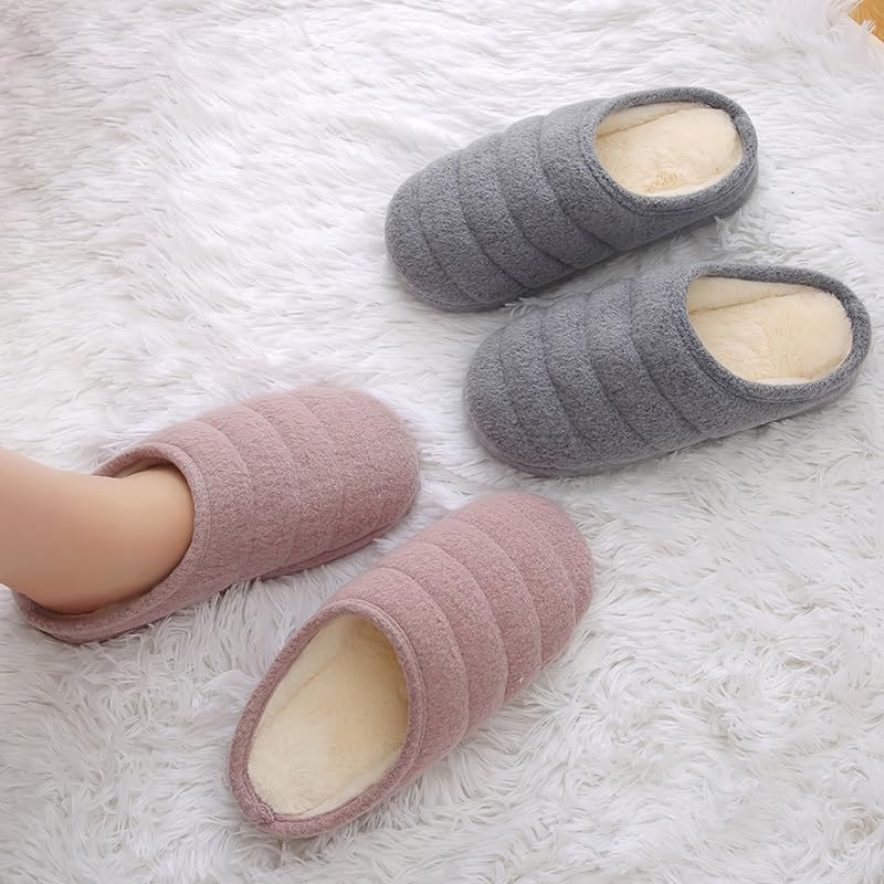 Fuzzy Plush Closed Toe House Slippers for Women Indoor Soft Warm Slip-On Bedroom Shoes Bullet Points2