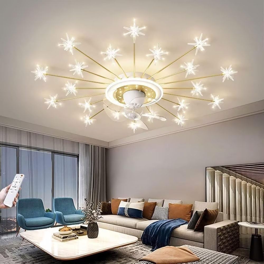 Ventilateur de plafond moderne avec lumière télécommande et variateur