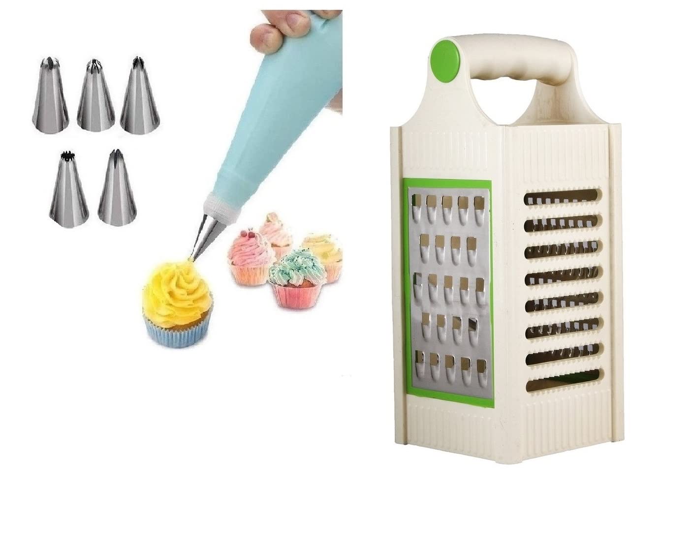 First Front 6pcs Nozzle with Plastic 4in1 Grater, Pack of 2 (Multicolour)