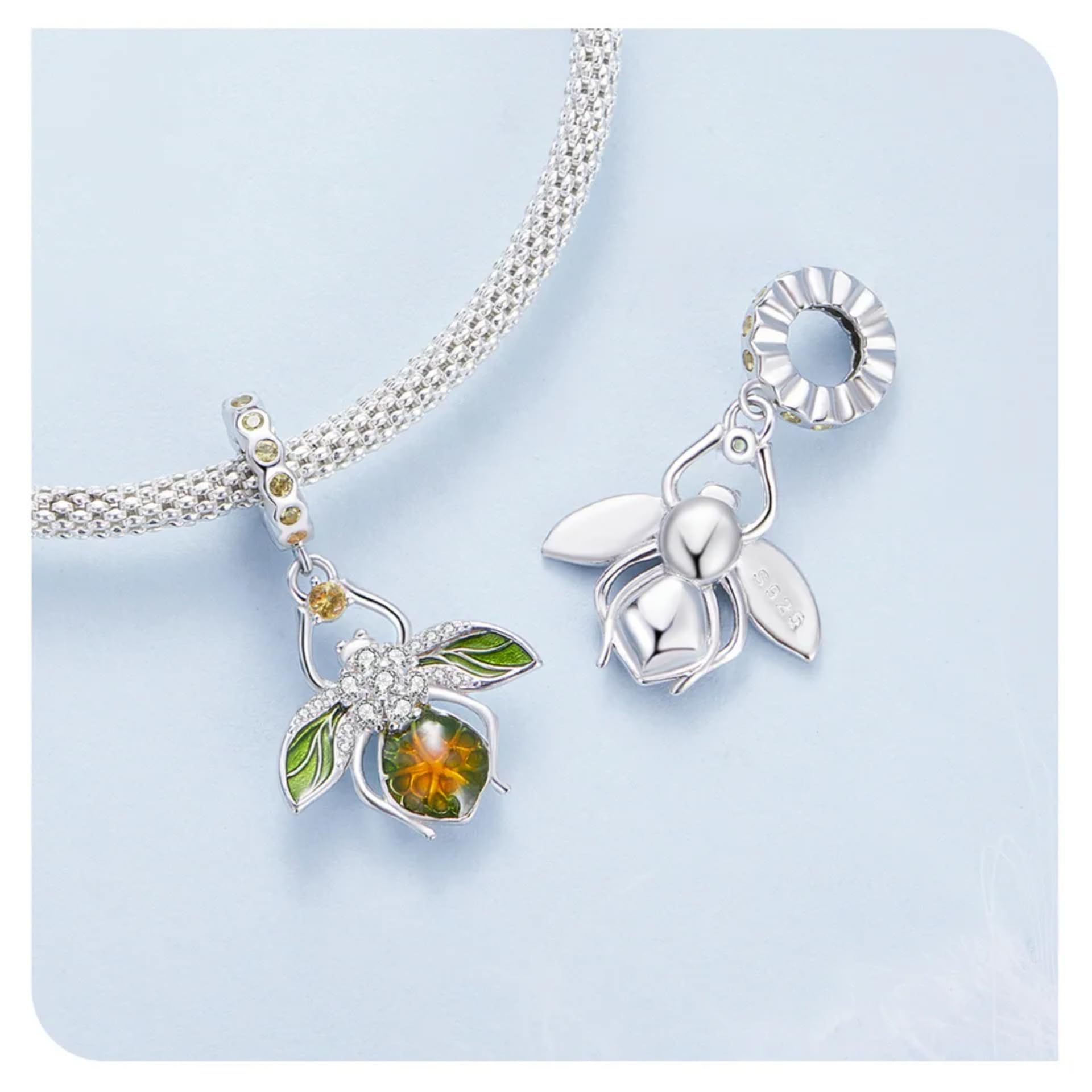 925 Srebro Sterlingowe Cytryna Pszczo艂a Wisiorek Charms Owad Koralik Dla Kobiet Bransoletka I Bangle Bi偶uteria