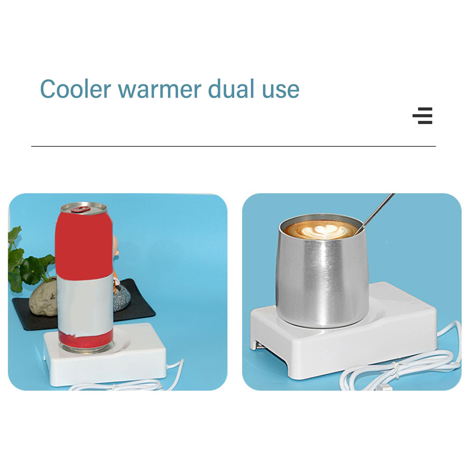Raffreddatore per bevande, 140 x 90 x 35 mm, alimentato tramite USB, doppio uso, da 10 °C a 45 °C, compatto, versatile, per casa, auto, ufficio