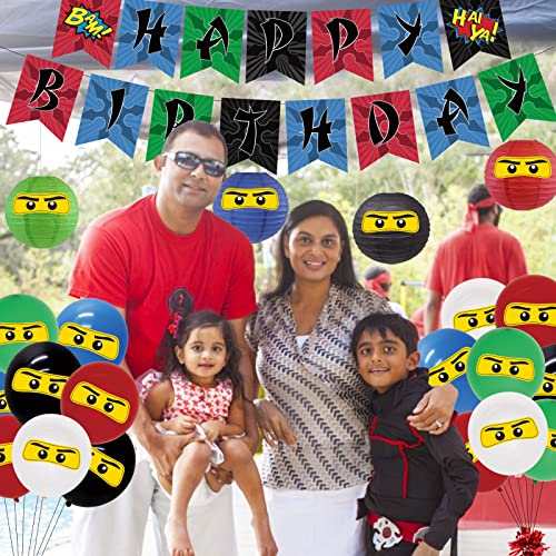 Ninja Birthday Party Decorations For Boys Ninja Warrior Party Decoration Balloons Red And Blue Ninja Happy Birthday Banner Cake Topper Warrior Themed Birthday Party Supplies Decorations #TOP3