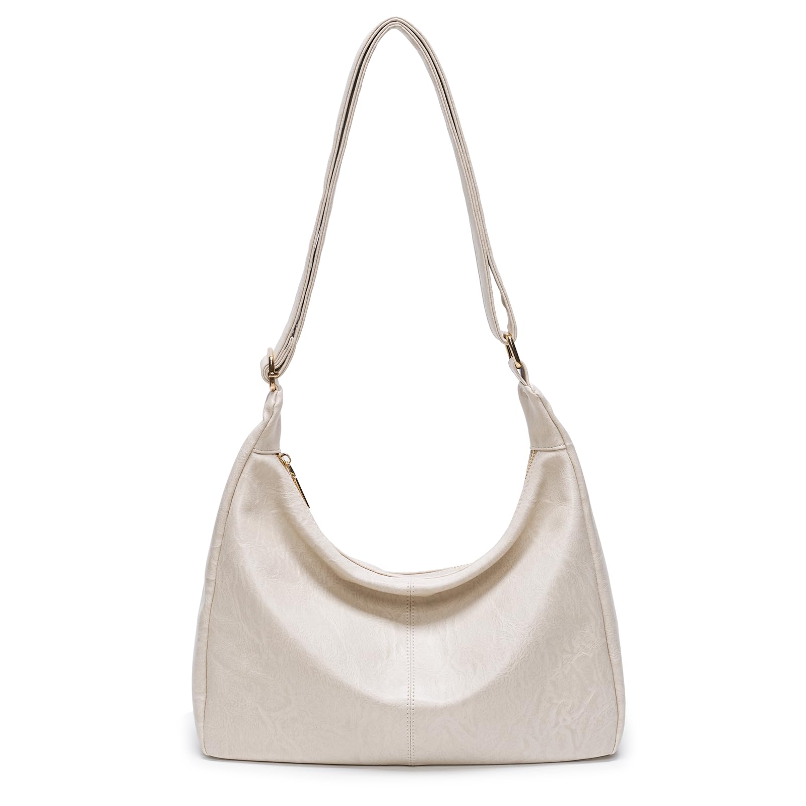 Slouchy Shoulder Bag for Women, Foldable Crossbody Hobo Purse in PU Leather