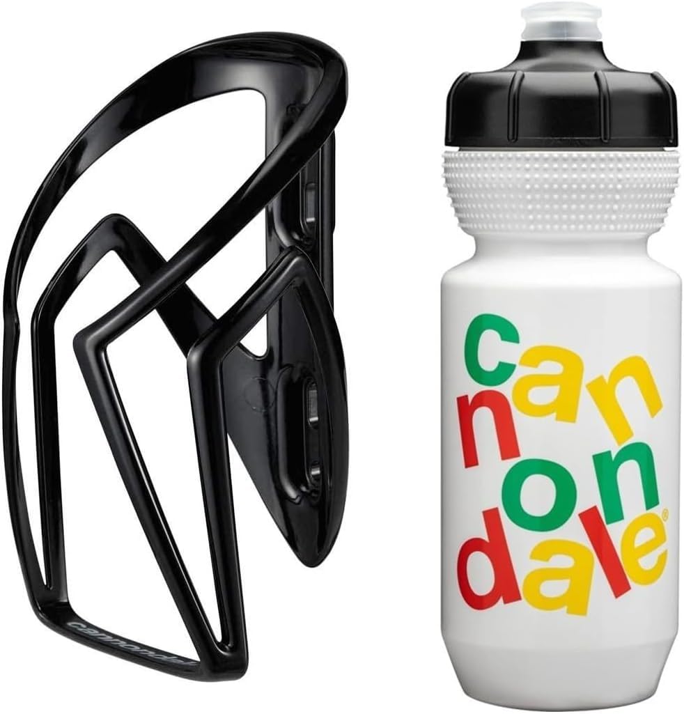 Cannondale Nylon Speed-C Cycling Cage & Gripper Bottle Kit (Black Cage & Colour Stack Bottle, 600ml Bottle)