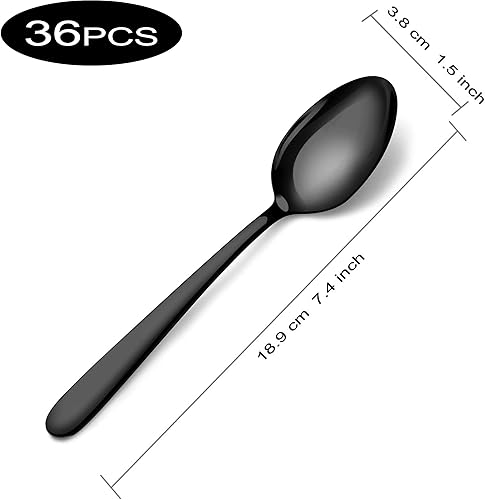 Miniatura 25 de Pleafind Juego de 36 cucharas de cena (7.4 pulgadas), cucharas de cubiertos, cuchara de acero inoxidable, cucharada pulida con espejo, cuchara