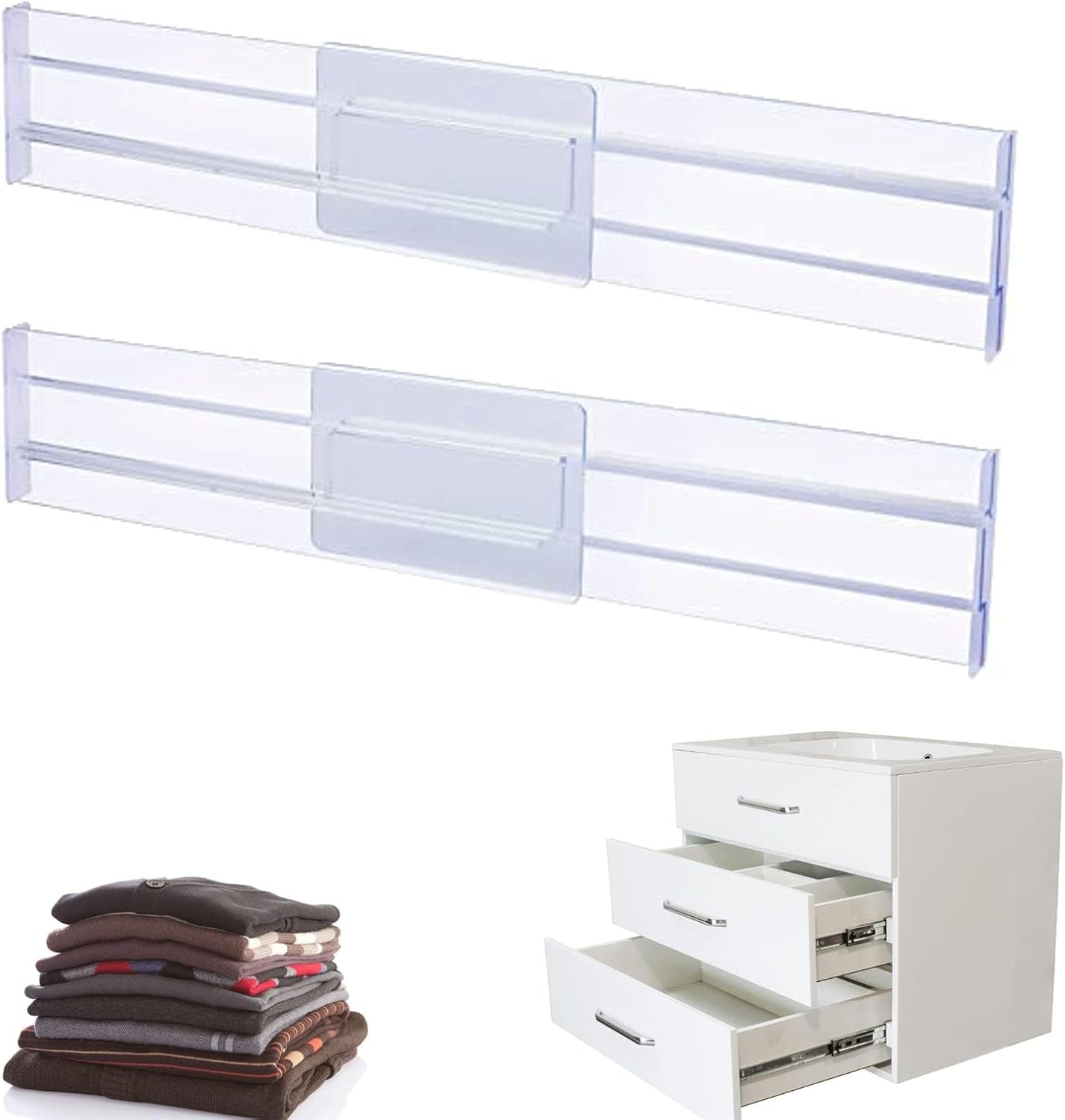BNFGD 2 Pcs Drawer Dividers, Expandable Drawer Dividers Separators