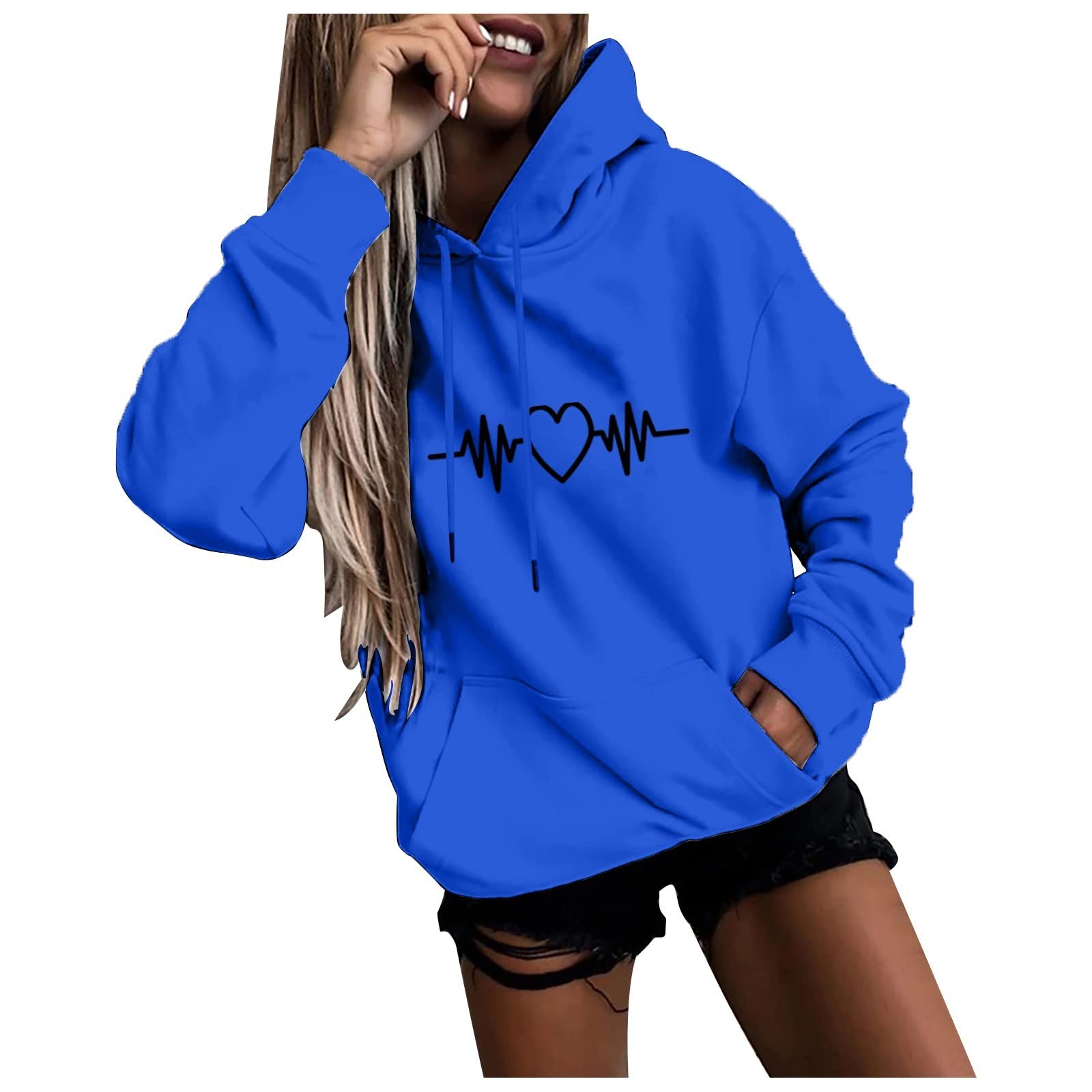 Printemps Automne Sweat à Capuche TOFOTL Femme - Manches Longues Imprimé Cordon - Haut Casual Doux Style Décontracté Printemps