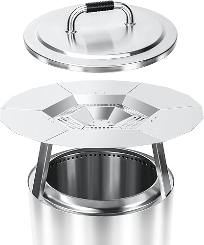 Hisencn Accesorio para hoguera para estufa individual, deflector de calor de 19.5 pulgadas, tapa de estufa con mango resistente al calor, deflector