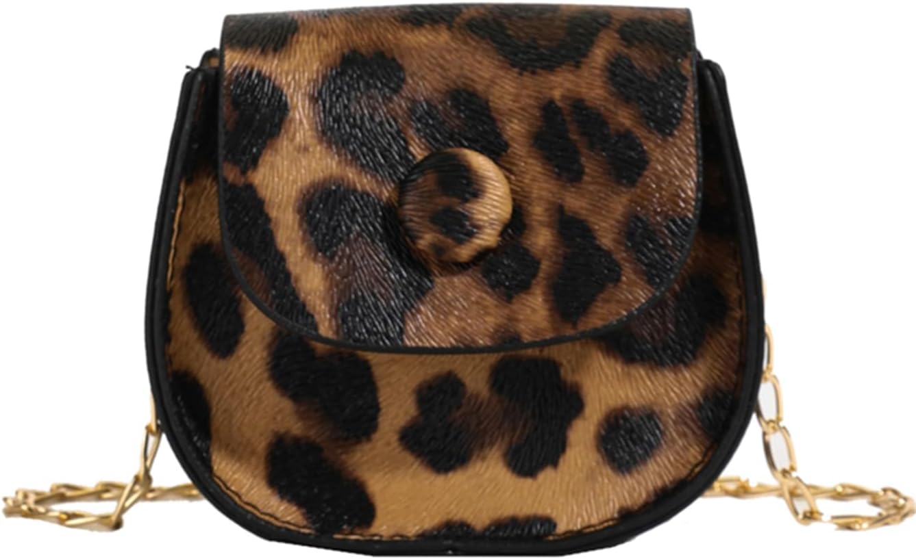 Women's Leopard Print Clutch Purse Button Decor Flap Square Bags PU Leather Crossbody Handbags