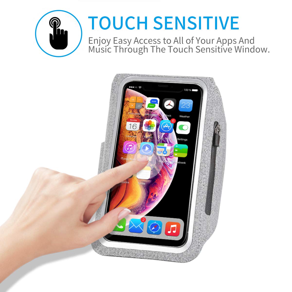 Fascia da Braccio Sportiva porta cellulare per iPhone 16 15 14 13 12 11 Pro Max Samsung Galaxy A50s/A30s/S10/S10+/S9, HUAWEI/Xiaomi, fino a 6,9", Bracciale Sportivo con Supporto per Auricolari