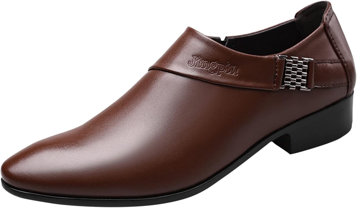 Stylish Pointed Toe Men’s Leather Shoes Low Heeled Slip-On Design for Fashionable Summer and Autumn Wear