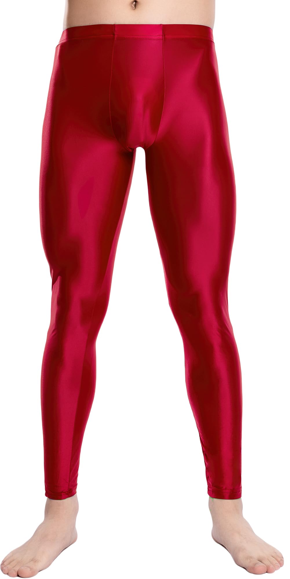 Maeau - Mallas Brillantes Hombre Gloss Legging Deportivos Aceitado Pantalón Ajustado Elásticos Sedosos M-XXL