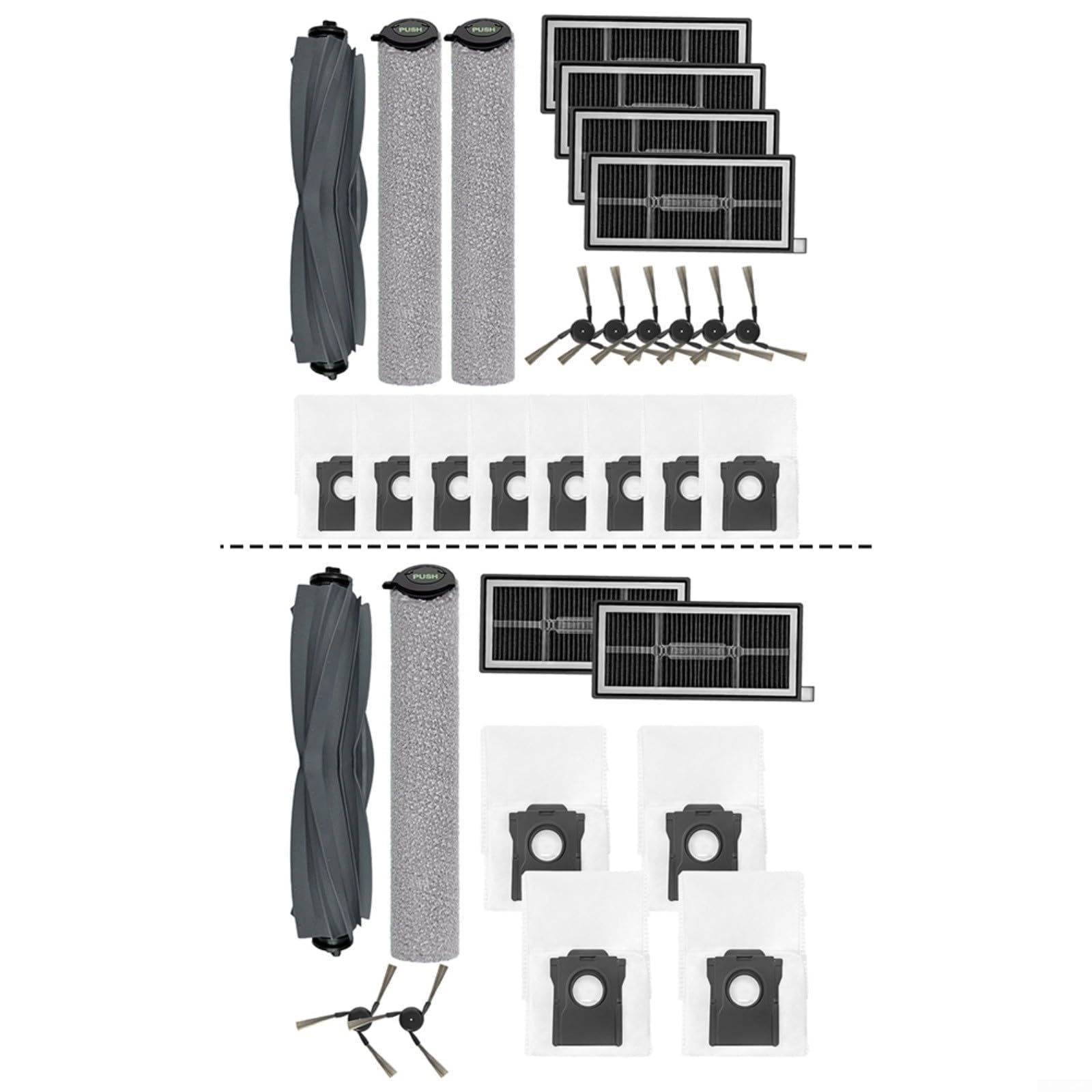 Kit de paño de repuesto para fregona con filtros laterales y rodillos, almohadillas de fregona, bolsas de polvo para robot aspirador MOVA S70 S70 Ultra S70 Pro (B)