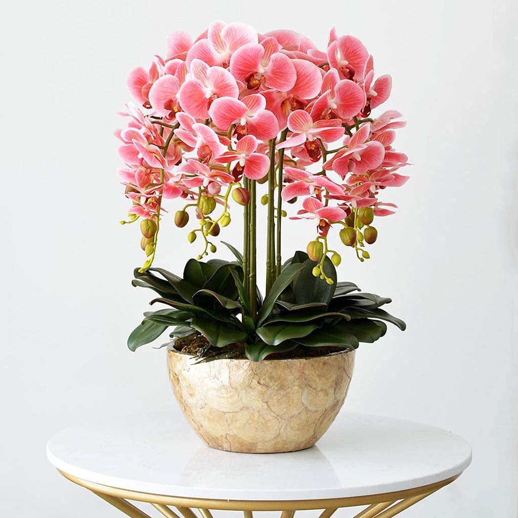 Ngdfgr As Known Artificial Flower Set, Artificial Phalaenopsis Arrangement With Vase Decorative Orchid Flower Bonsai For Dining Table Home Decor Beautiful Artificial Flowers And Vases