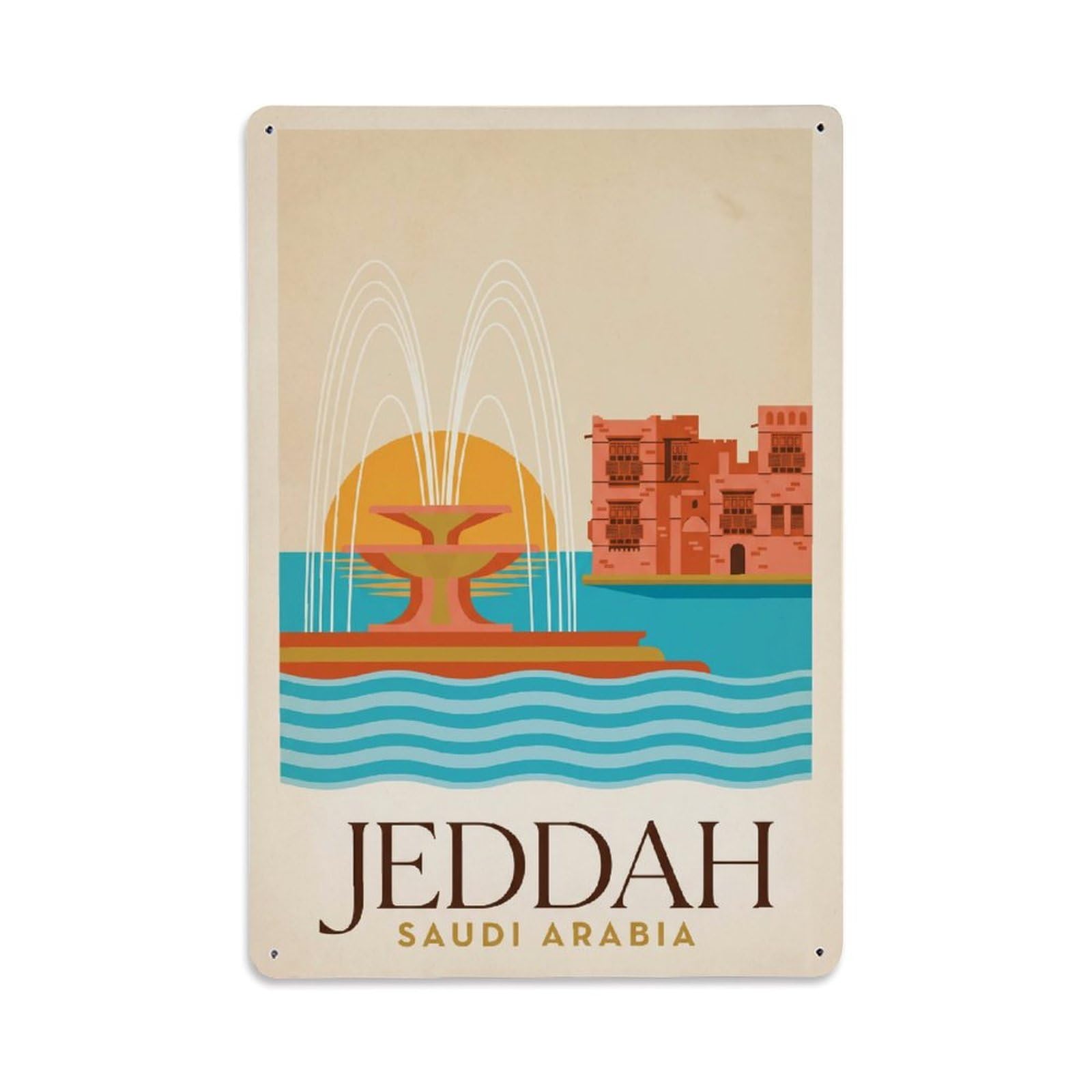 Metal Tin Sign Travel Retro Saudi Arabia Jeddah