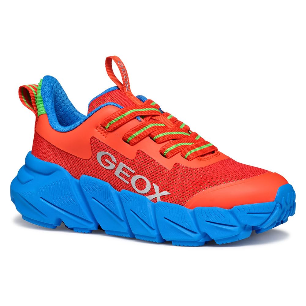 Geox J FLEXYPER Fast BOY, Boys’ Sneaker, Red/Lt Blue,