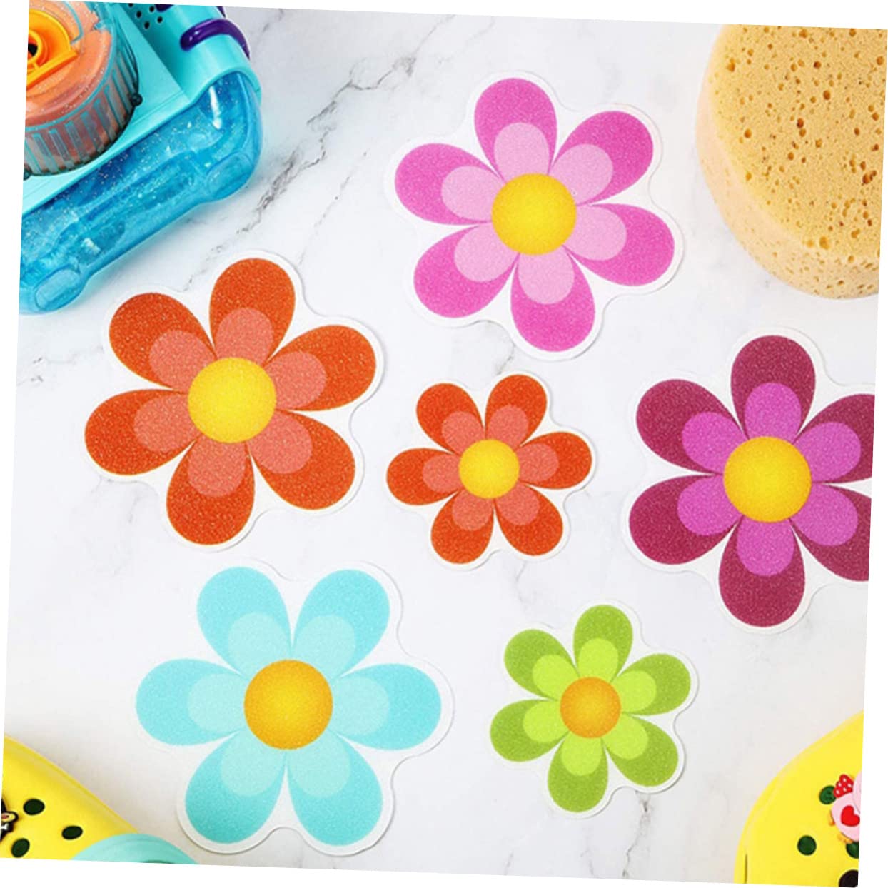 Ciieeo 2 Juegos Adhesivos Antideslizantes para Flores. Apliques De Bañera Agarre De La Bañera Pegatinas Colorida Piso Pegatinas De Polivinilo Dibujos Animados Grava Niño