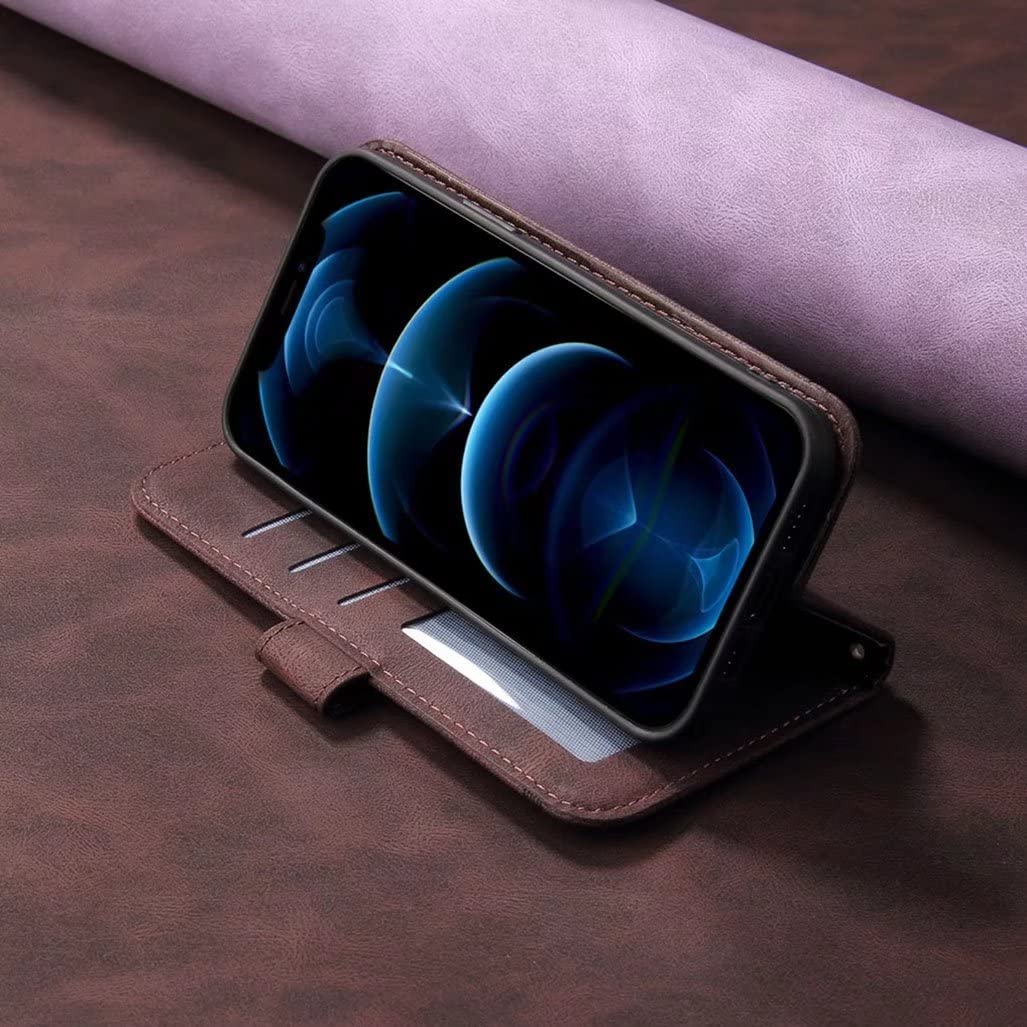 Cover Portafoglio Con Foglie E Gatto Per Oppo A77 5G E Realme Narzo 50 5G - Custodia In Pelle Con Supporto, Slot Carte E Magnete, Colore Lavanda