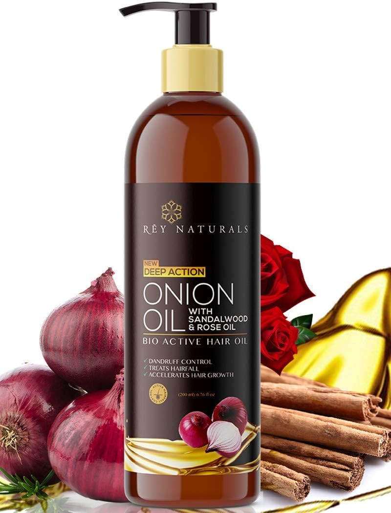 Rey Naturals Nourishing Hair Care Oil With Real Onion Extract For Unisex, 200ml