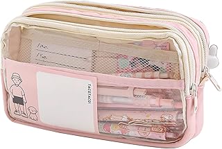 Large Capacity Pencil Case Big Capacity Pencil Case 3 Compartments Large Pencil Pouch Pen Bag Pencil Box Pencil Pouch Large Organized Pen Case Office Supplies Stationery Pencil Box (Pink)