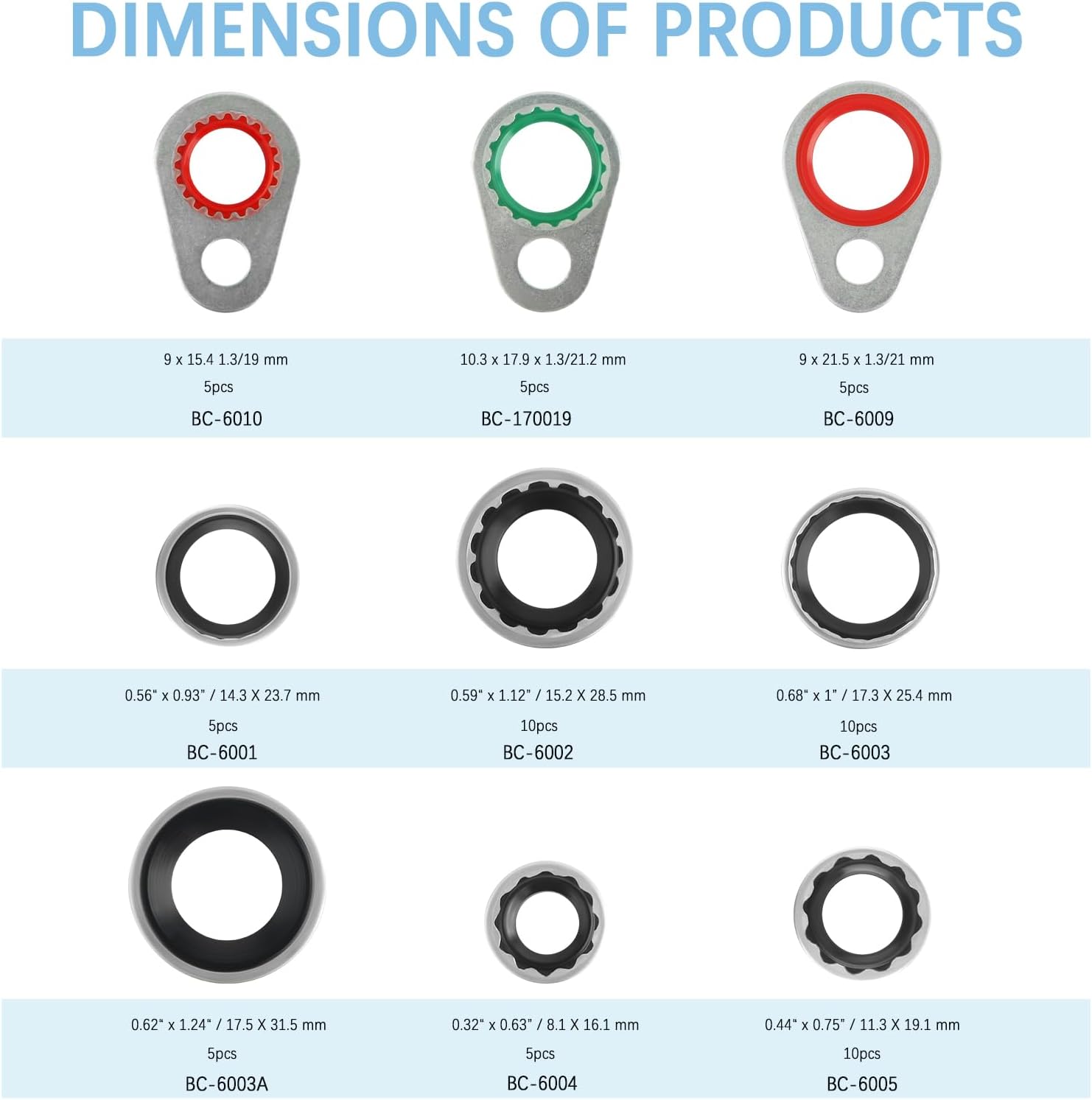 60PCS AC O Ring Kit Automotive,Multi-Size O Ring Assortment Kit for Air Conditioning System Parts Sealing,Universal AC O-Ring Kits Car Accessories Fits Most Vehicles