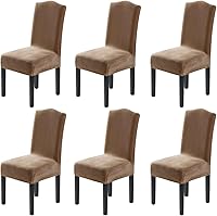 Vista 26 de H.VERSAILTEX Juego de 4 fundas elásticas para sillas de comedor, fundas protectoras para sillas Parson, tela de terciopelo sólido suave y gruesa
