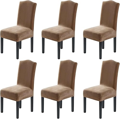 Miniatura 26 de H.VERSAILTEX Juego de 4 fundas elásticas para sillas de comedor, fundas protectoras para sillas Parson, tela de terciopelo sólido suave y gruesa