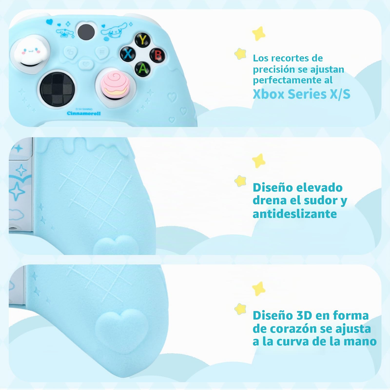 Kuitmor Funda protectora para mando Xbox Series X, funda protectora de silicona suave, funda protectora ergonómica compatible con mando inalámbrico Xbox con 2 tapas de agarre para el pulgar - DEG