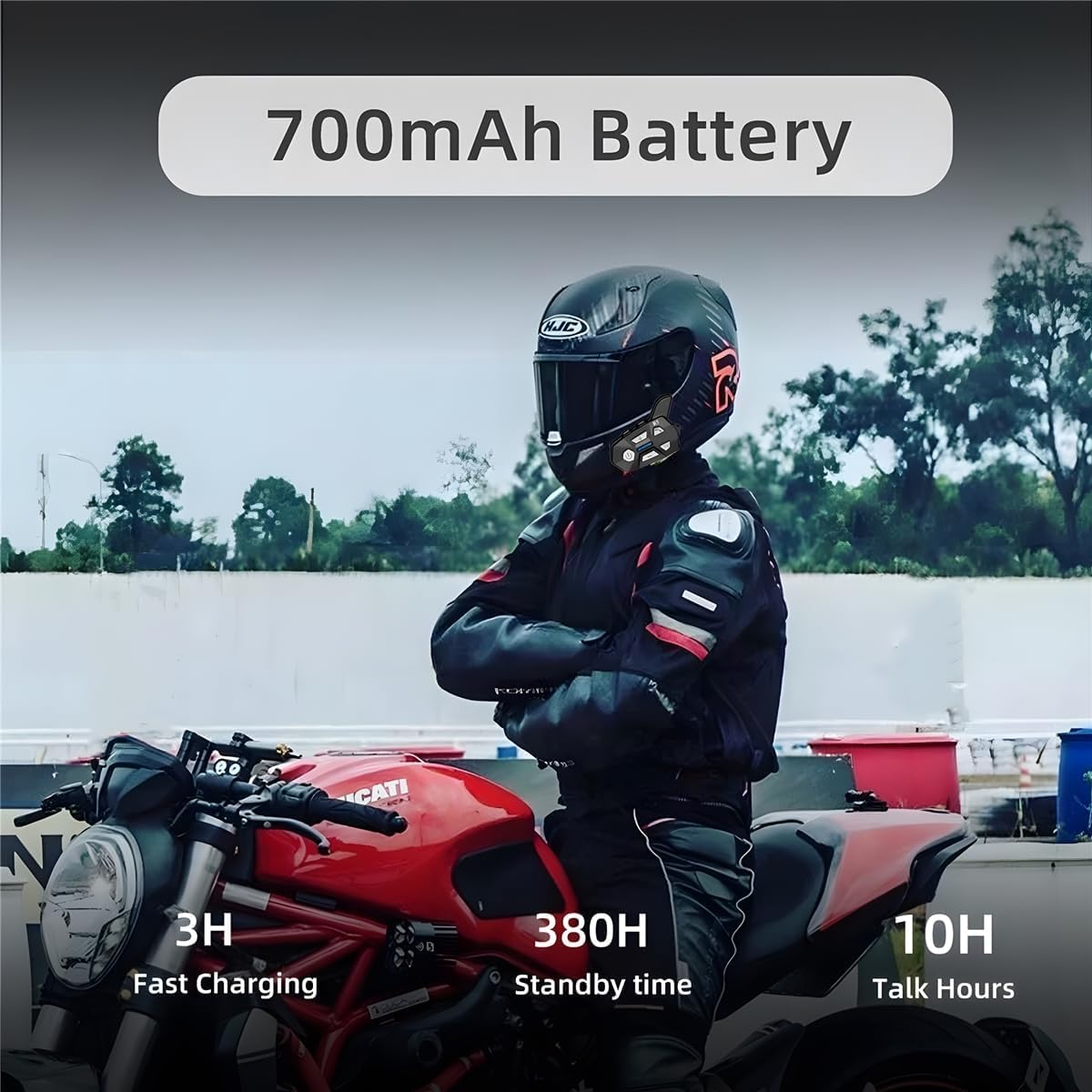 R5 1000m Interfono Moto Bluetooth Coppia Auricolare Bluetooth Casco Moto per 2 Persone,10h Conversazione Continua,Interfono Casco Moto con Radio,Funzione di Chiamata Vocale Siri,Doppio