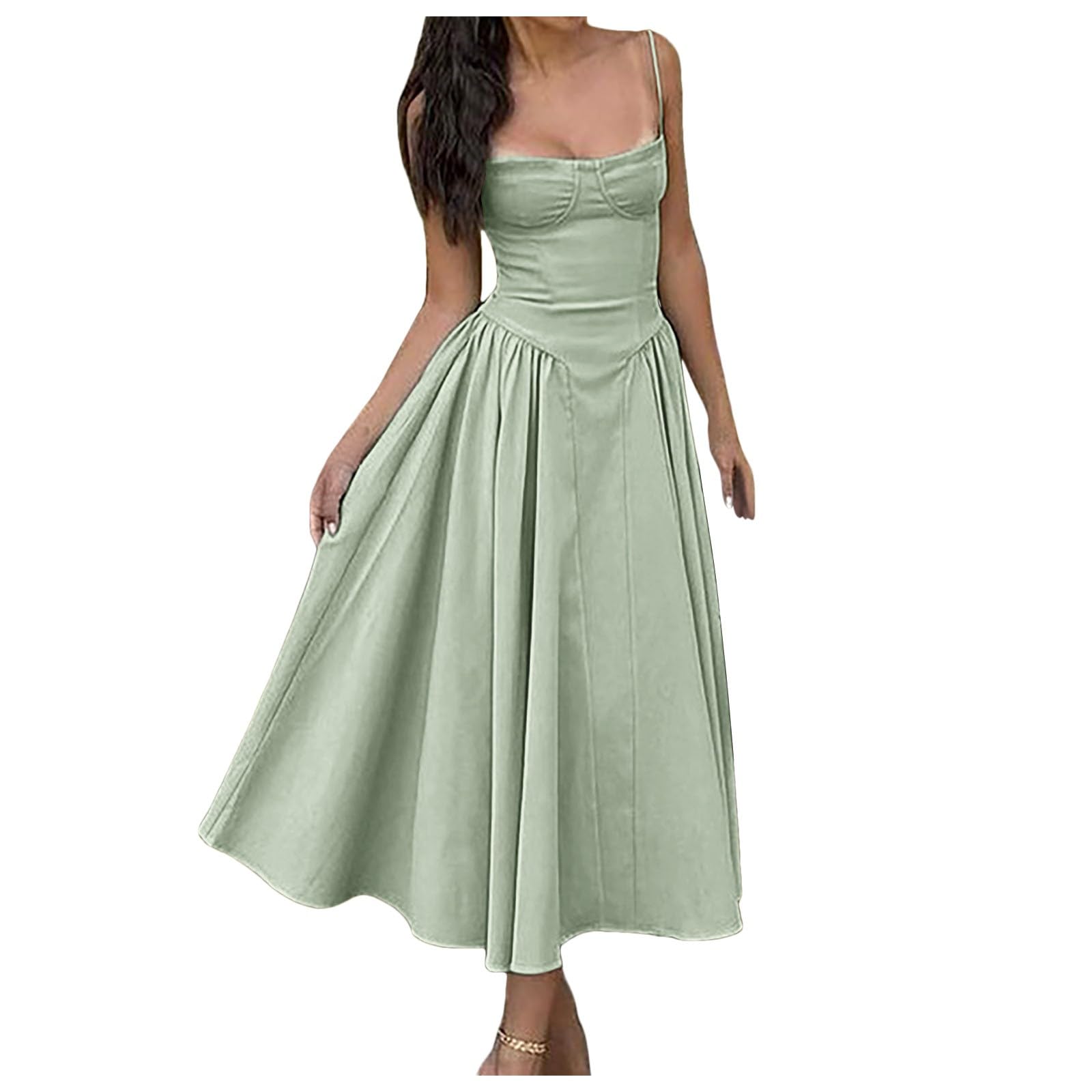 Vestido largo de verano sin mangas de las mujeres sin espalda espalda una línea vestido de vendaje