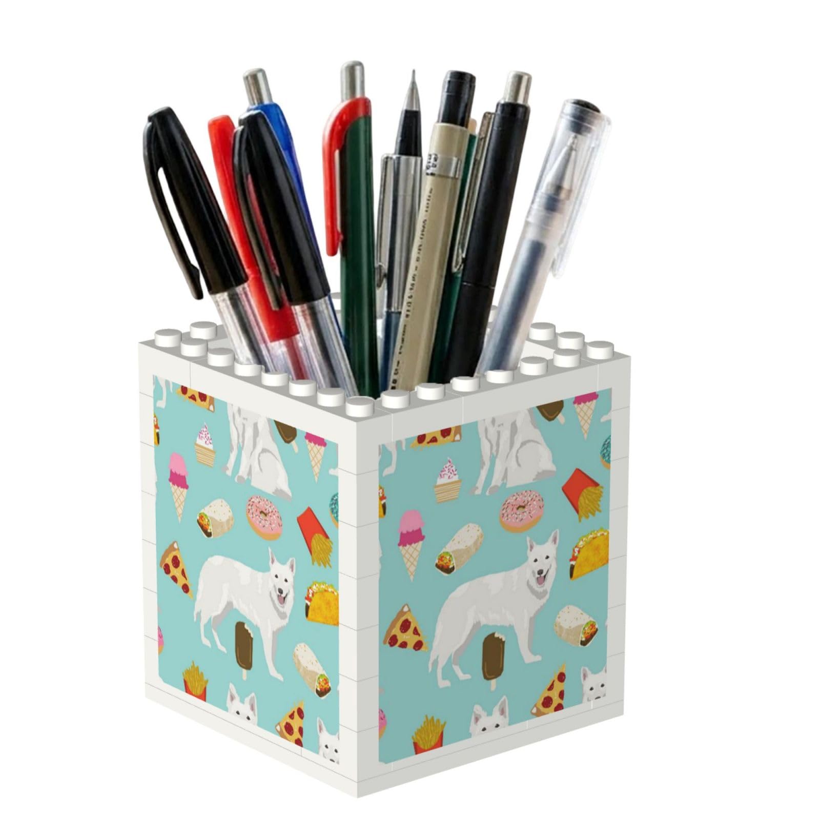 Poadnly White German Shepherd, Pen Pot Pencil Holder for Office Home School, Compact Desk Organiser for Office Stationery