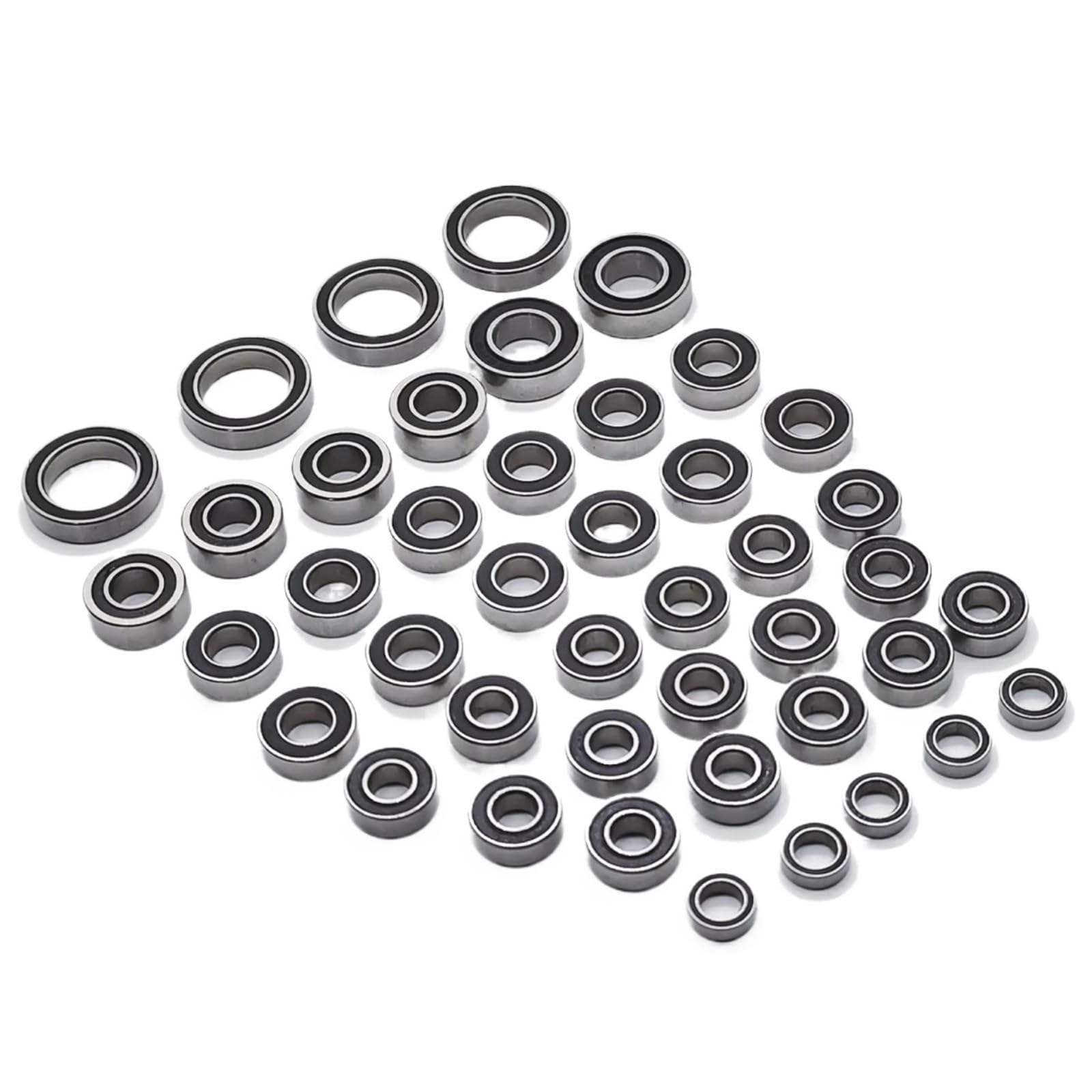 Rodamientos Bolas RC para Traxxas para Summit para Carreras 1/10 43 Piezas Rodamiento Bolas Métrico Acero Cromado 2RS Sellado De Caucho Negro con Ranura Coche RC Crawler
