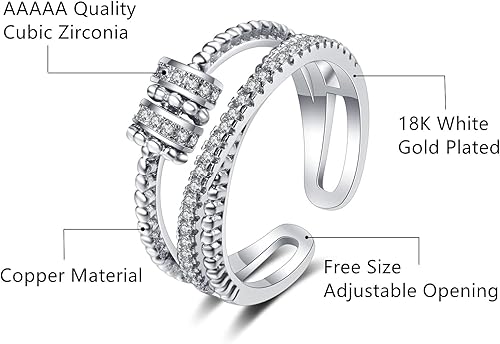 Miniatura 10 de Anillo de ansiedad para hija, anillo de oro de 18 quilates para hija de mamá a mi hija, circonita cúbica, ajustable, para el pulgar, alivio de la