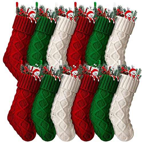 Hungdao 12 Pcs Christmas Stockings Mini Knitted Xmas Stockings Bulk