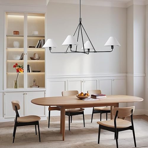 Miniatura 6 de Lámpara de araña de lino Beatrix - Cortinas de lino, 46.25 dia. x 30 h (negro mate)