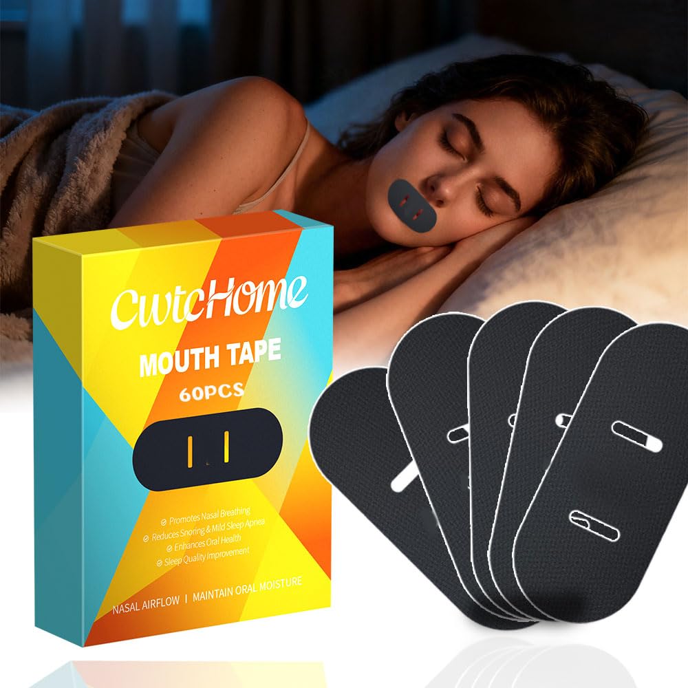 Mouth Tape 60Pcs Mouth Tape for Sleeping Sleep Tape for Snoring Prevention by Improving Nasal Breathing Hypoallergenic, dermatologically Tested