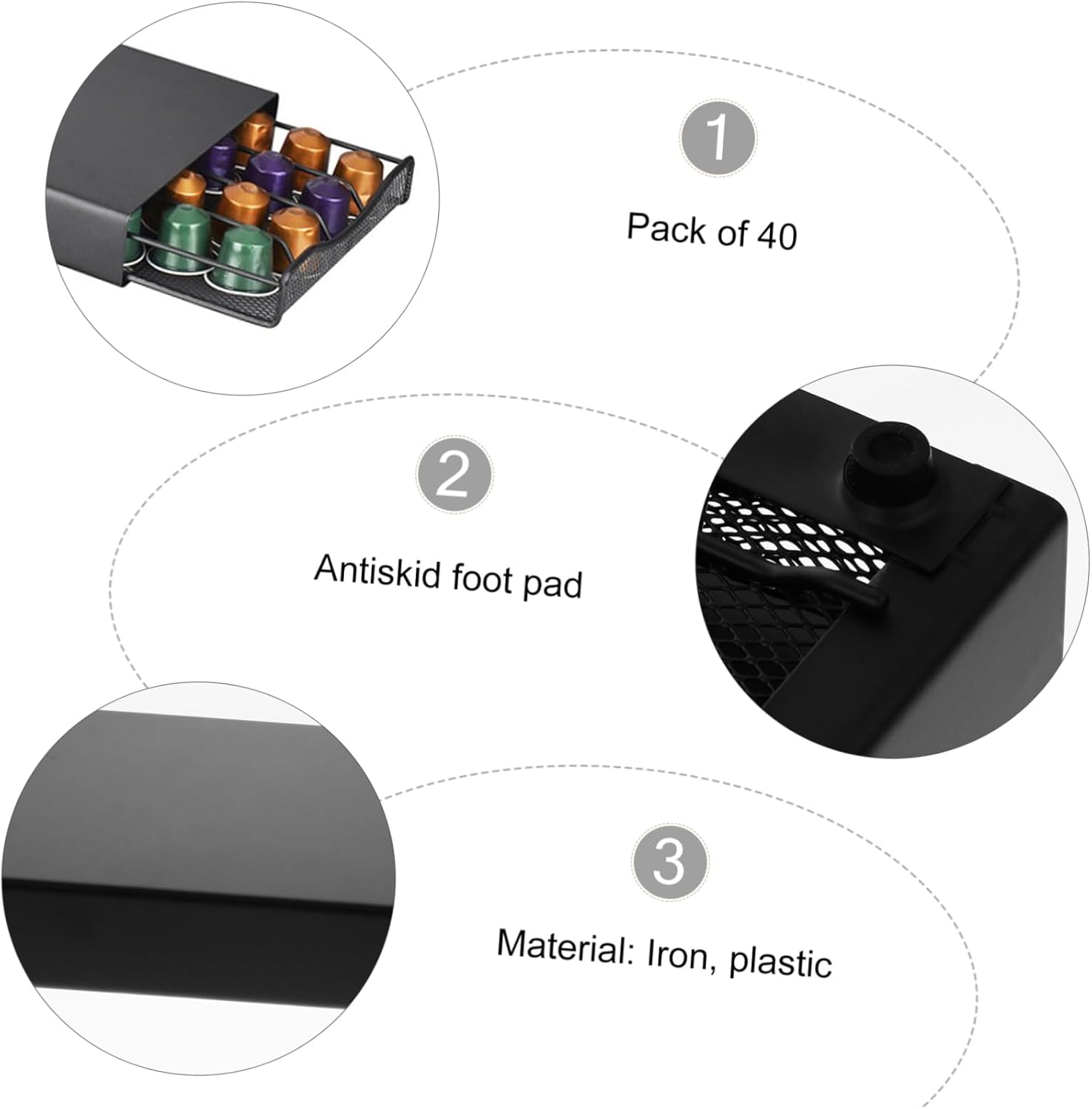 40-cap Holder Organizing Drawer Coffee Storage Metal Capsule Storage Box