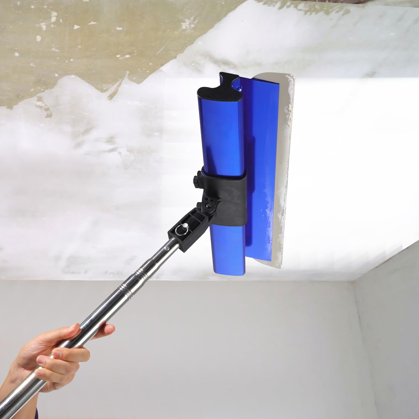 KEZERS Flächenspachtel Set 4-teilig (20 30 40 80cm) | Spachtel Werkzeug im Koffer, Ergonomischer Griff, Teleskopstange, Zum Verputzen von Wänden und Decken