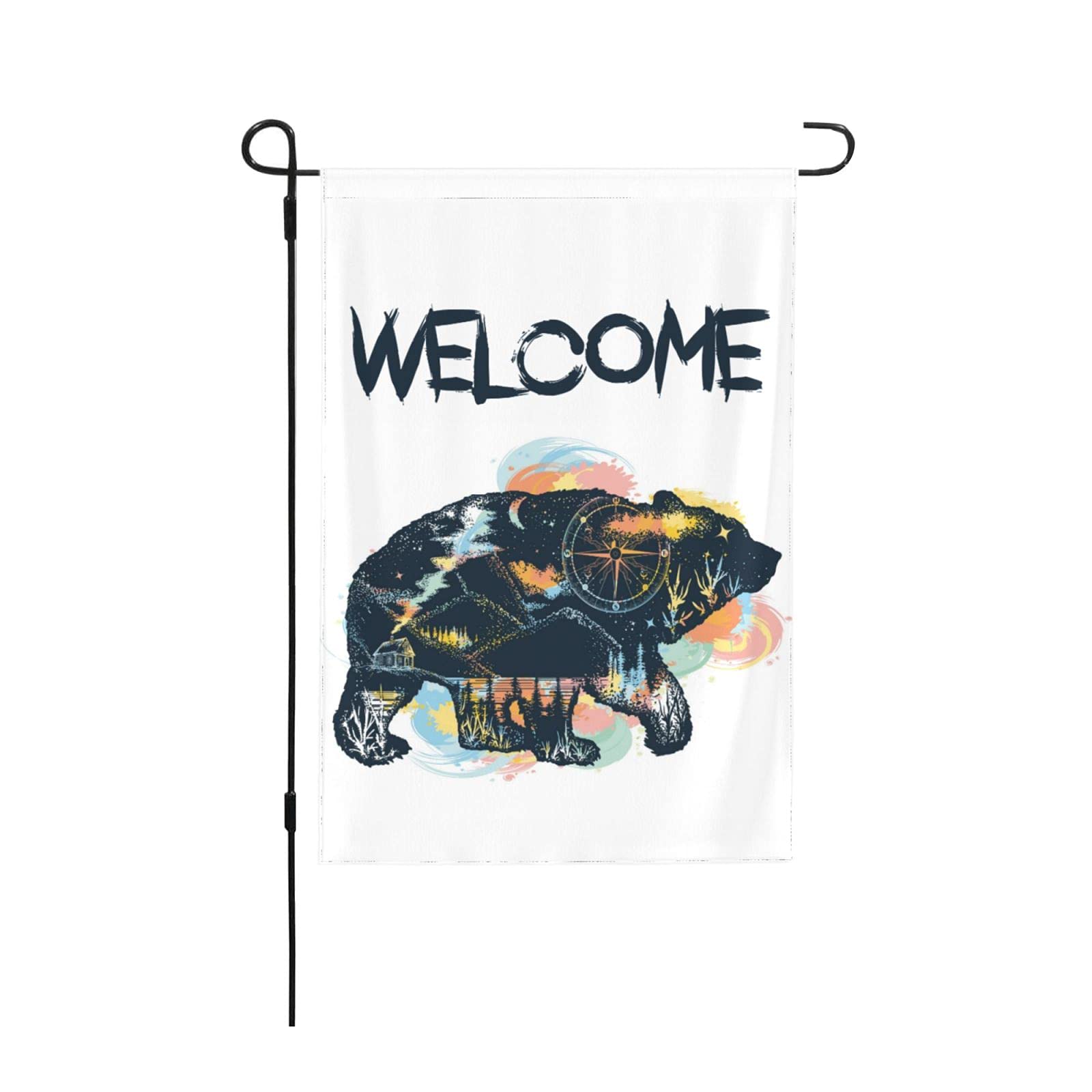 PrelerDIY Garden Flag - Yard Flags 12.5 X 18 Inch Double Sided Small Decorative Outdoor Flags Home Décor Banners, Welcome Bear Mountains