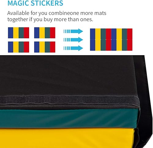 Vista 4 de Gymnastics Tumbling Mats Portable Gymnastics Mat Foldable Tumbling Mat 4'x8/2'x6' PU Leather Exercise Mat Yoga Mat with Carrying Handles for home