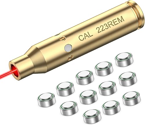 EZshoot Bore Sight Laser 0.354 in 223 0.219 in 6.5CM Cal Red Laser Boresighter con baterías adicionales