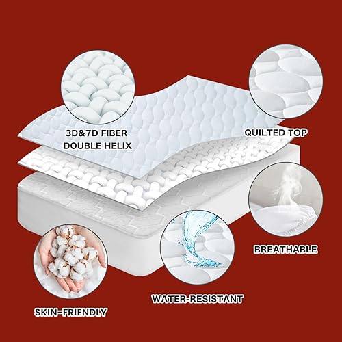 Miniatura 4 de MASVIS Protector de colchón térmico tamaño King con doble control resistente al agua, funda de colchón eléctrico resistente al agua, calentador de