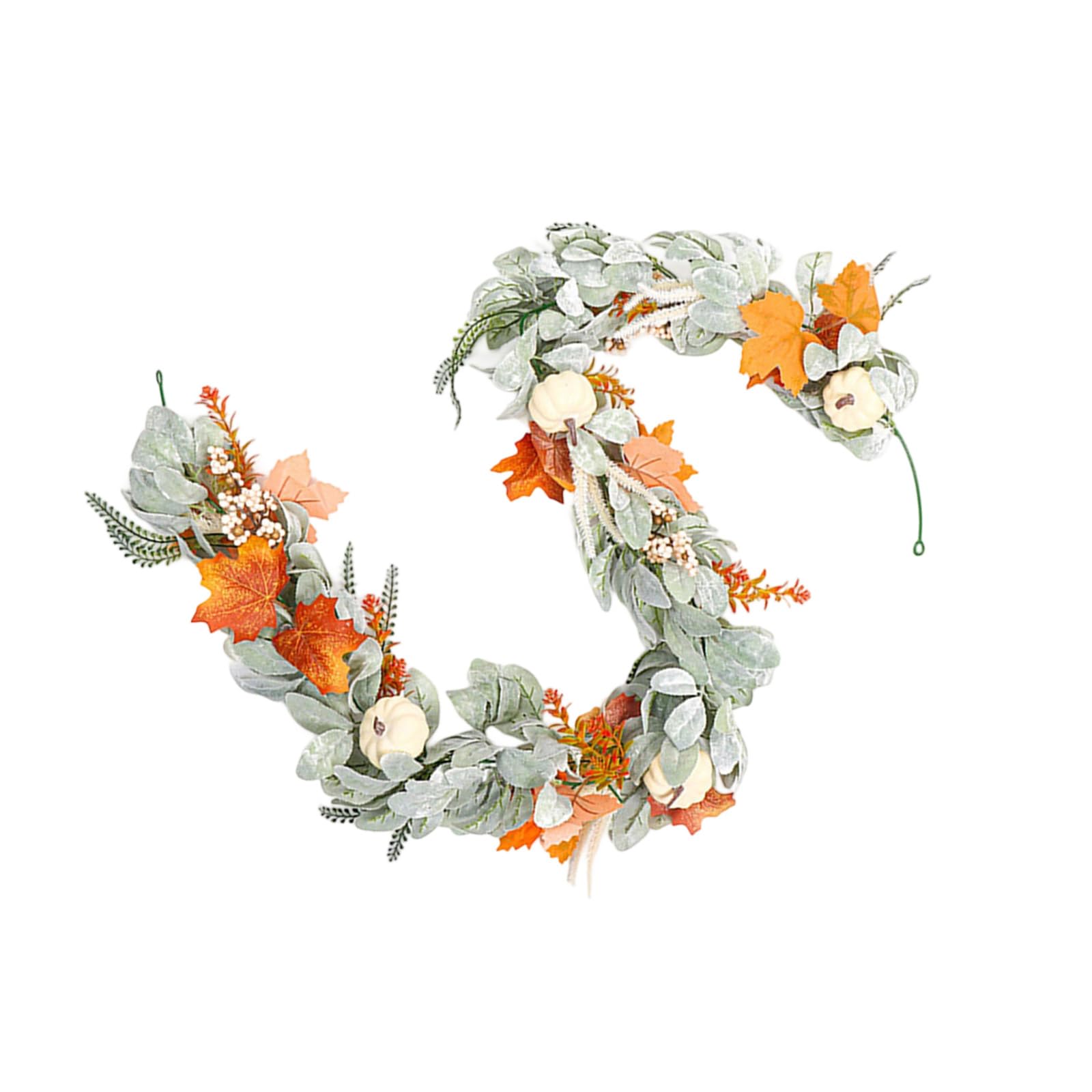 Tsophreniq Sturdy Faux Maples Vine Wreath with Realistic Silk Leaves for Whole Year Wall Door Window Decoration Flexible Faux Fall Foliage Garland for Home Holiday