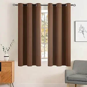 MIULEE Blackout Curtains for Bedroom Living Room Thermal Insulated Room Darkening Mocha Grommet Top Solid Light Blocking Drapery Set of 2 Window Panels 42 x 63 Inches, Cappuccino Brown