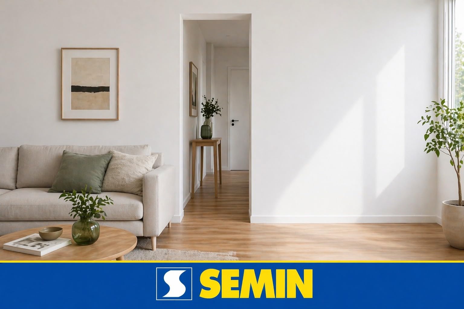 Semin A06288 Enduit Garnissant pour la Rénovation des Supports très Endommagés, Intérieur, Seau de 10 kg (Lot 2), A06723 Rouleau pour Enduire, 23 cm, A06318 Lame pour Lisser, 15 cm